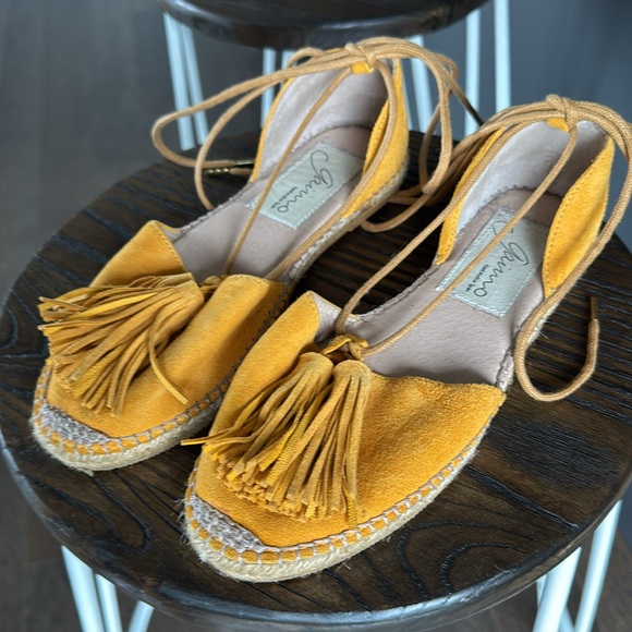 Gaimo Mustard Suede Espadrille Flats – Made in Spain- Euro Summer size 6 - Picture 2 of 8